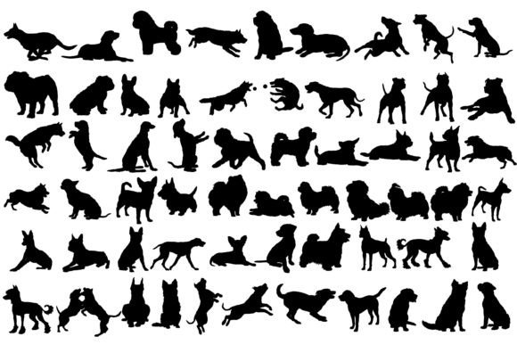 Dog Silhouette Dogs in Different Poses