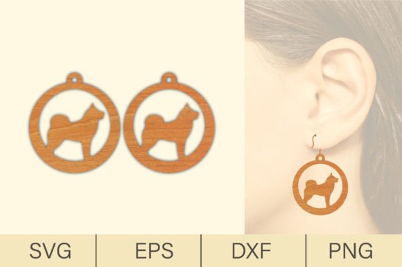 Dog Wood Earrings Laser Cut SVG