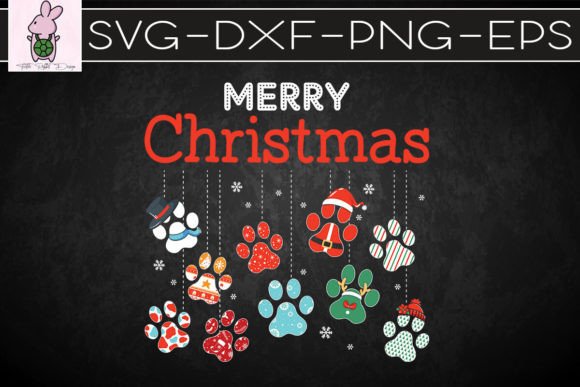 Merry Christmas Dog Paw Print