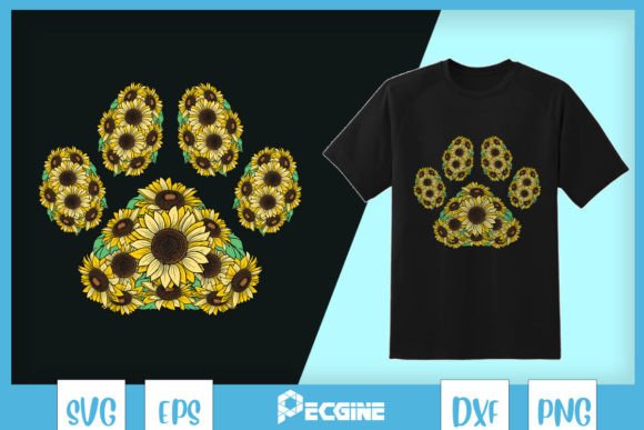 Paw Print Sunflower Dog Cat Paw