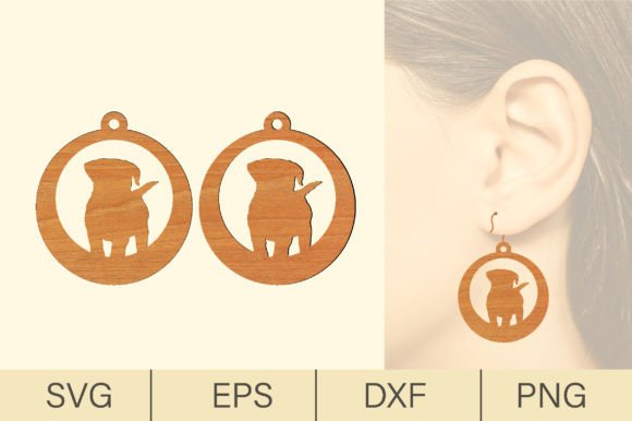 Puppy Dog Wood Earrings Laser Cut SVG