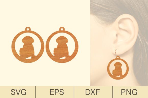 Puppy Wood Earrings SVG