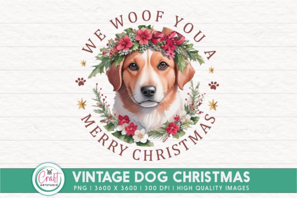 Vintage Christmas Dog Sublimation